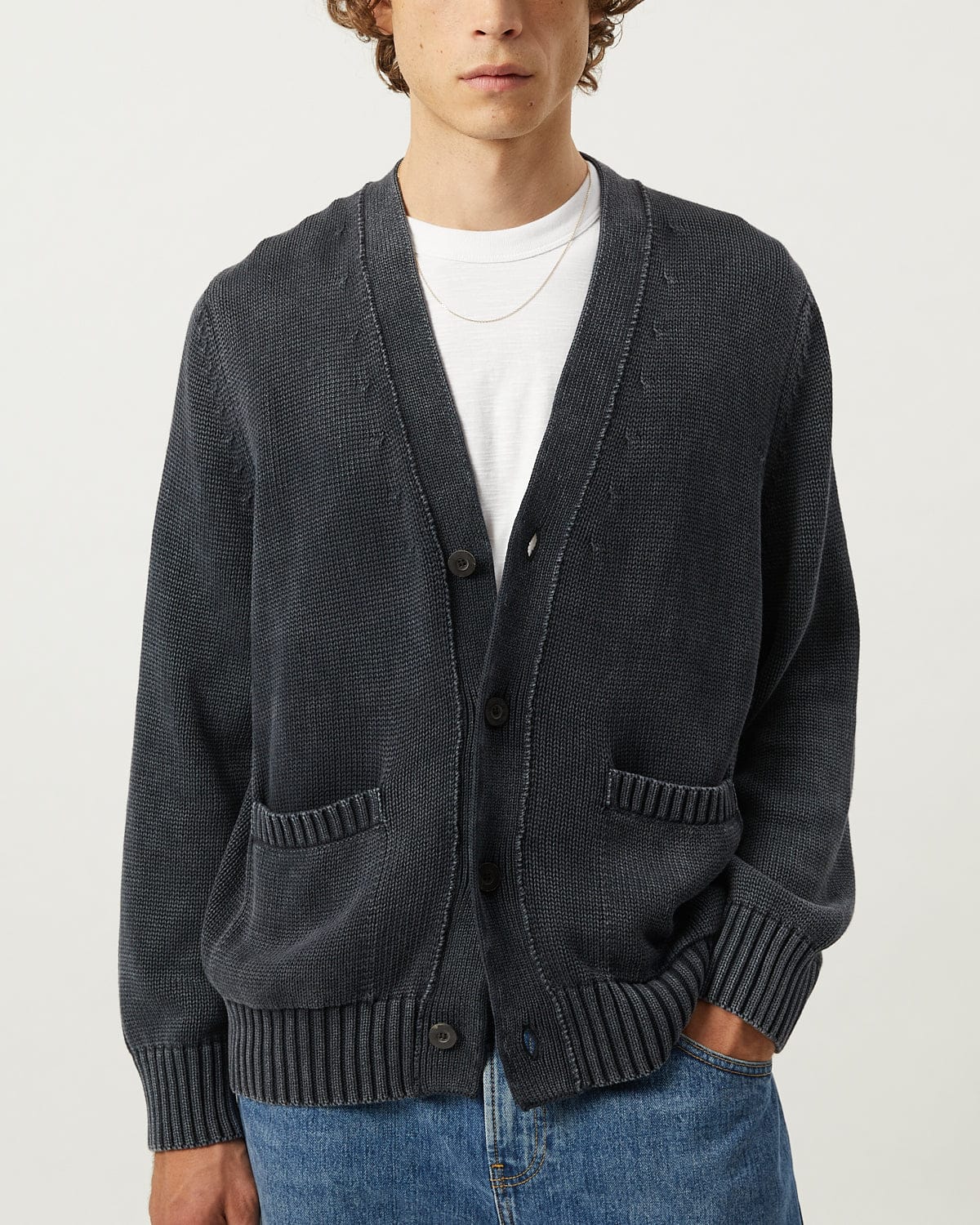 Acid Wash Cardigan - Black - Image 2