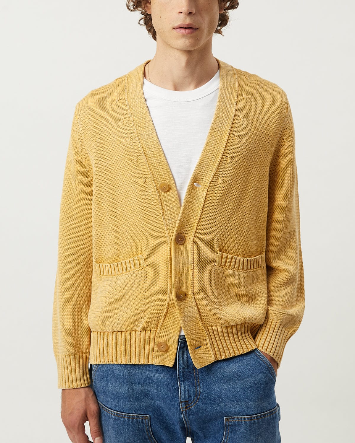 Acid Wash Cardigan - Gold - Image 2