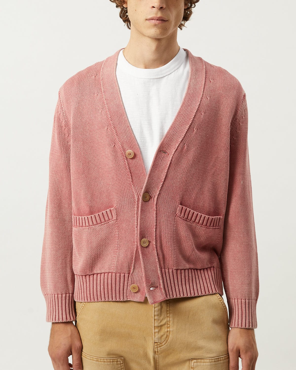 Acid Wash Cardigan - Red - Image 2
