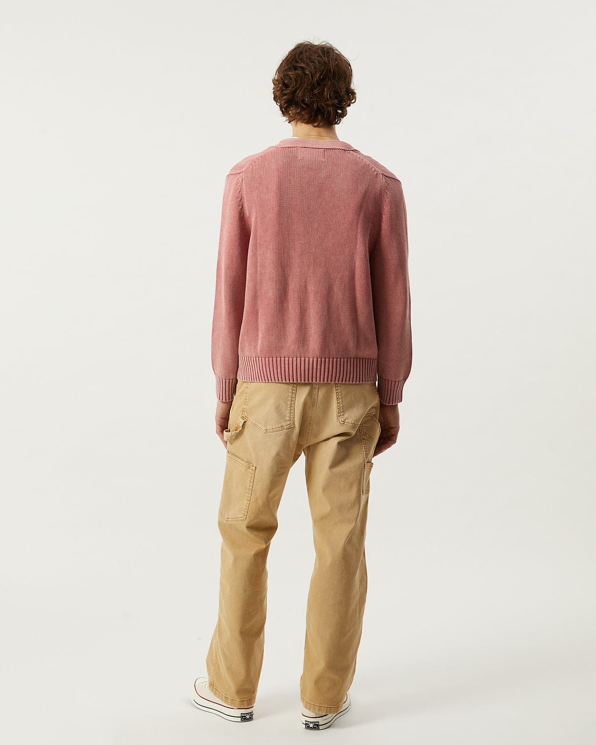 Acid Wash Cardigan - Red - Image 4