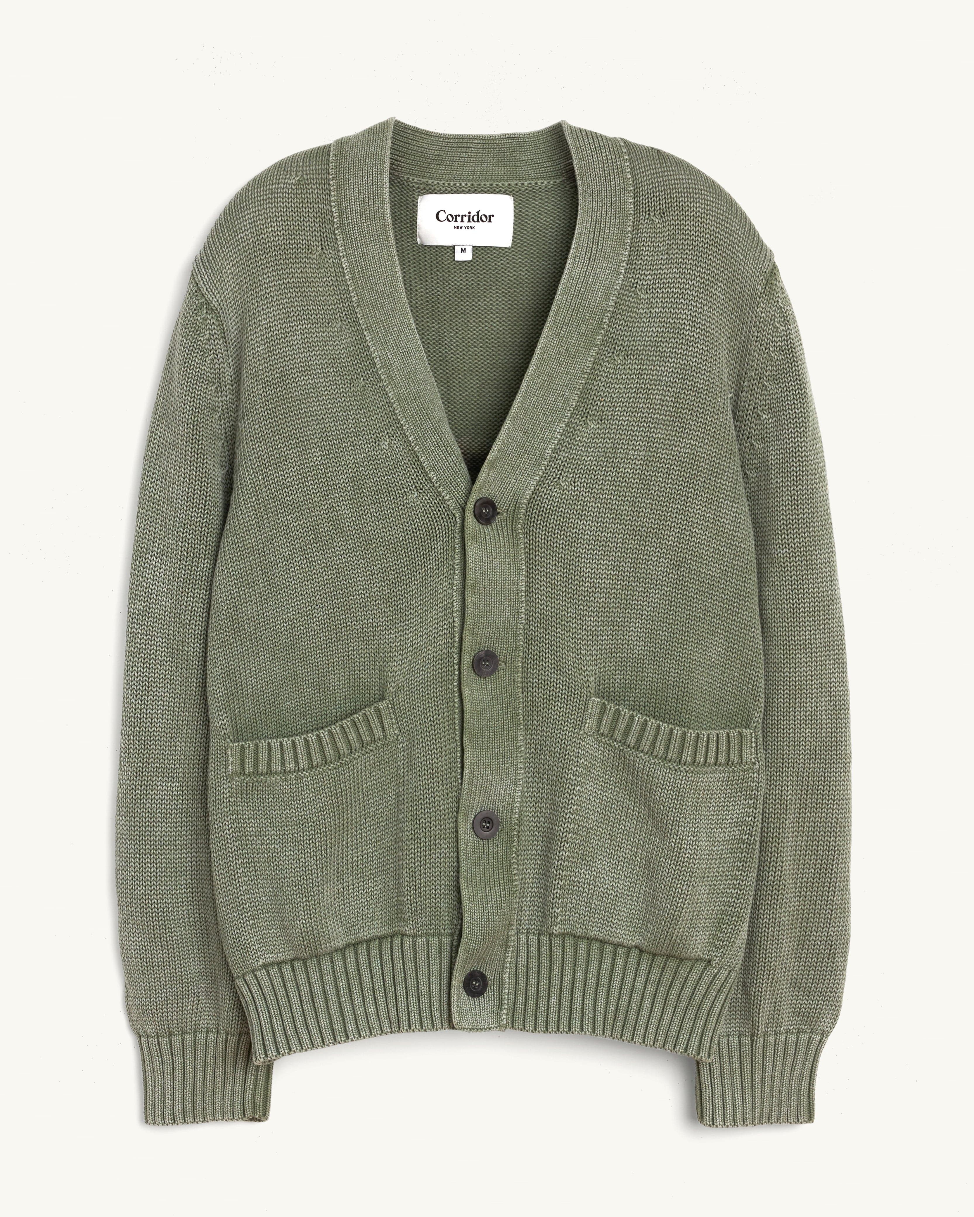 Acid Wash Cardigan - Seafoam