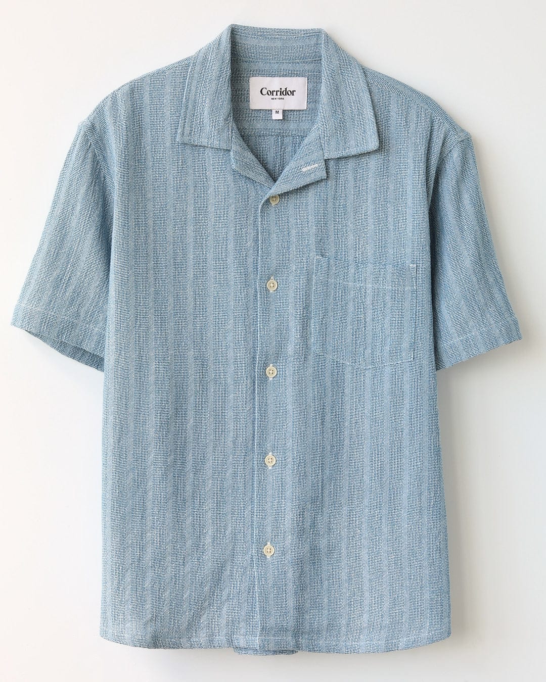 Basket Weave Stripe SS Camp - Blue