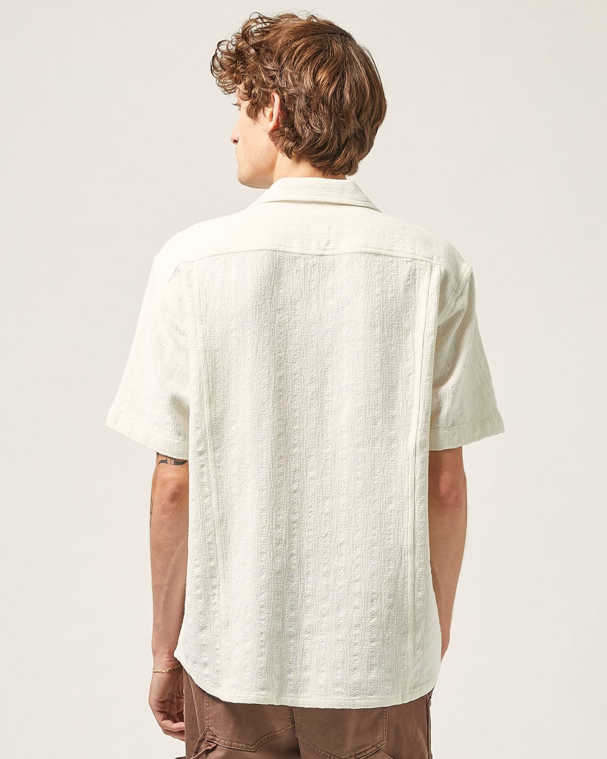Basket Weave Stripe SS Camp - Natural - Image 3