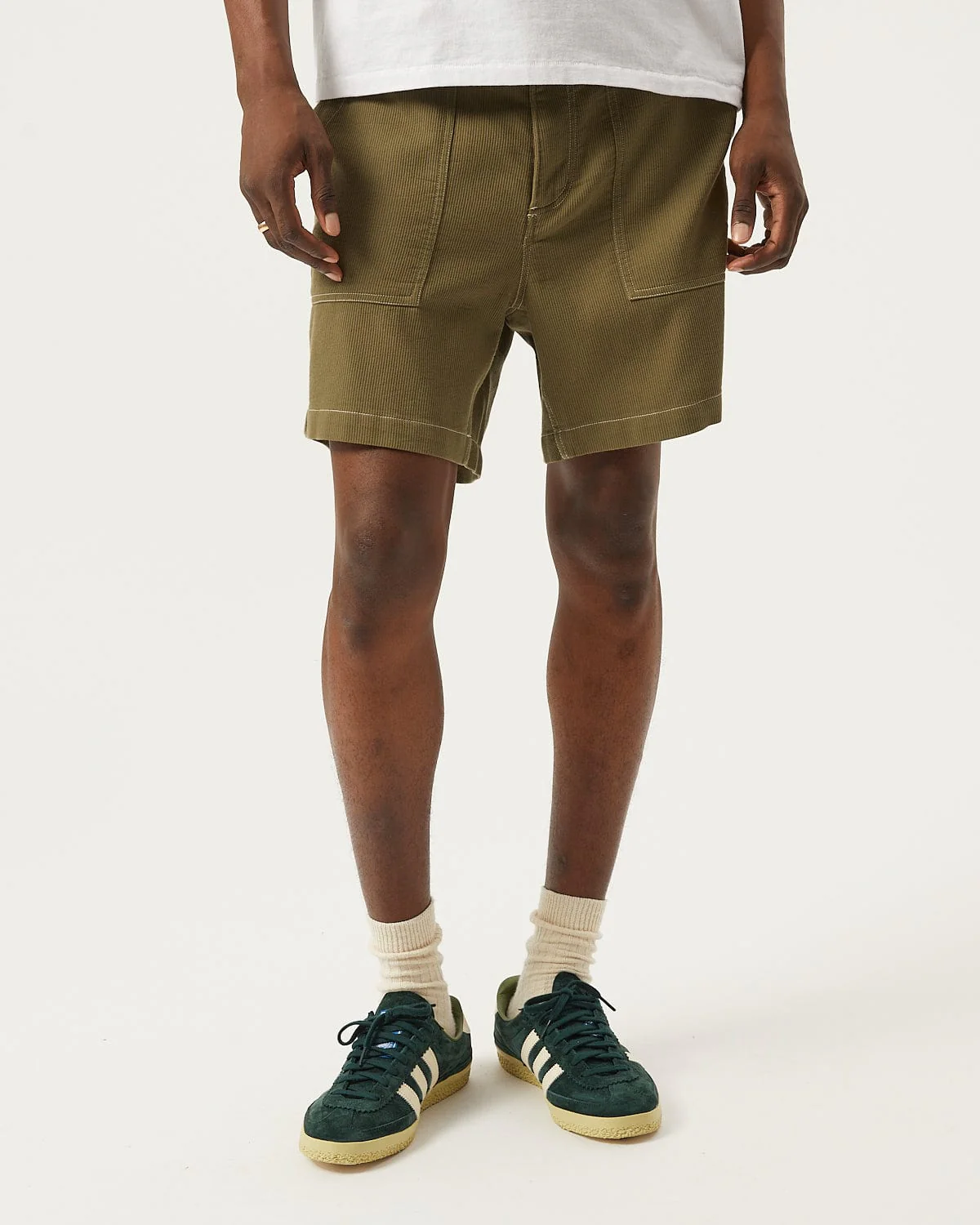 Bedford Cord Camp Pocket Shorts - Olive - Image 2
