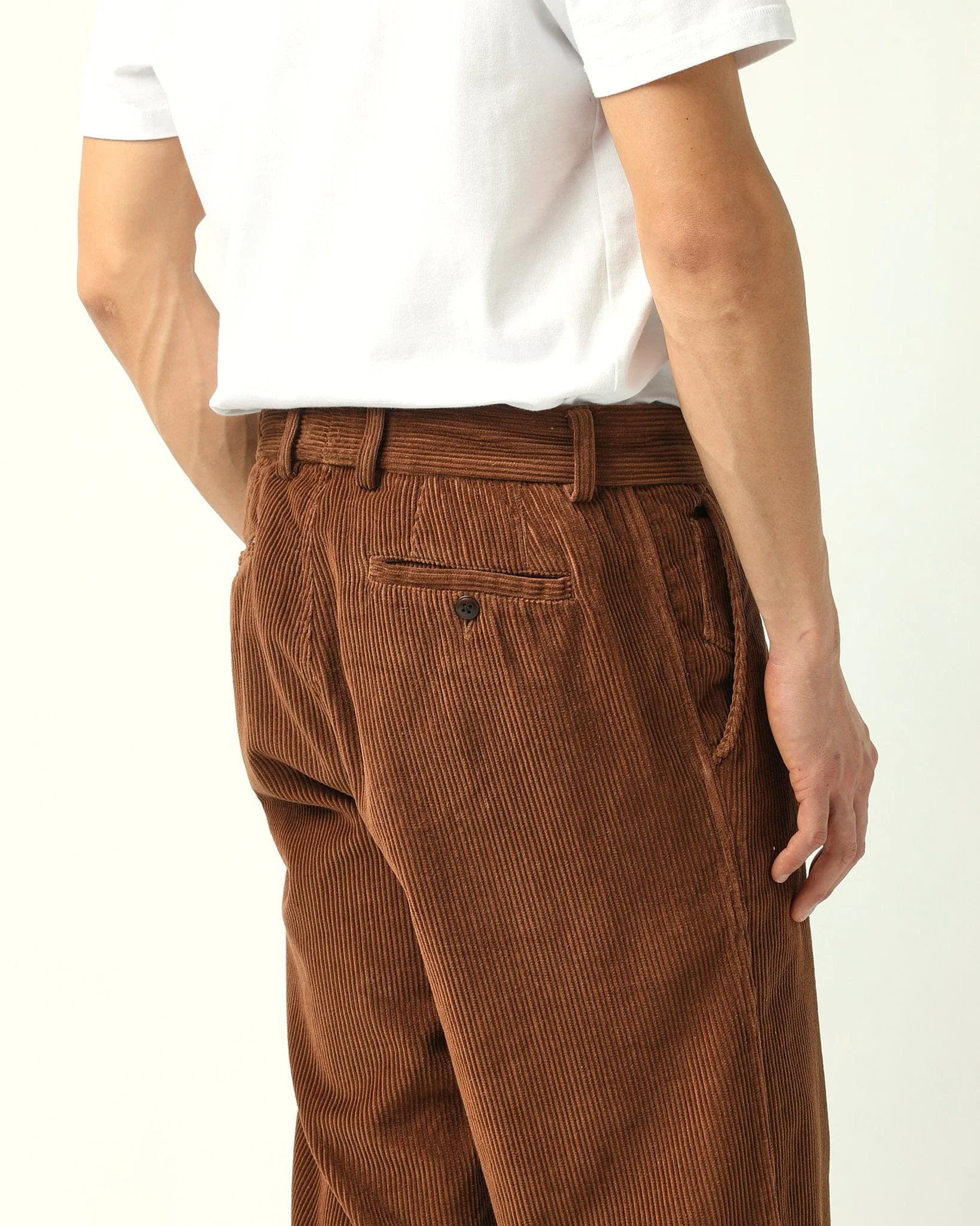 Cord Pleated Trouser - Brown - Image 4