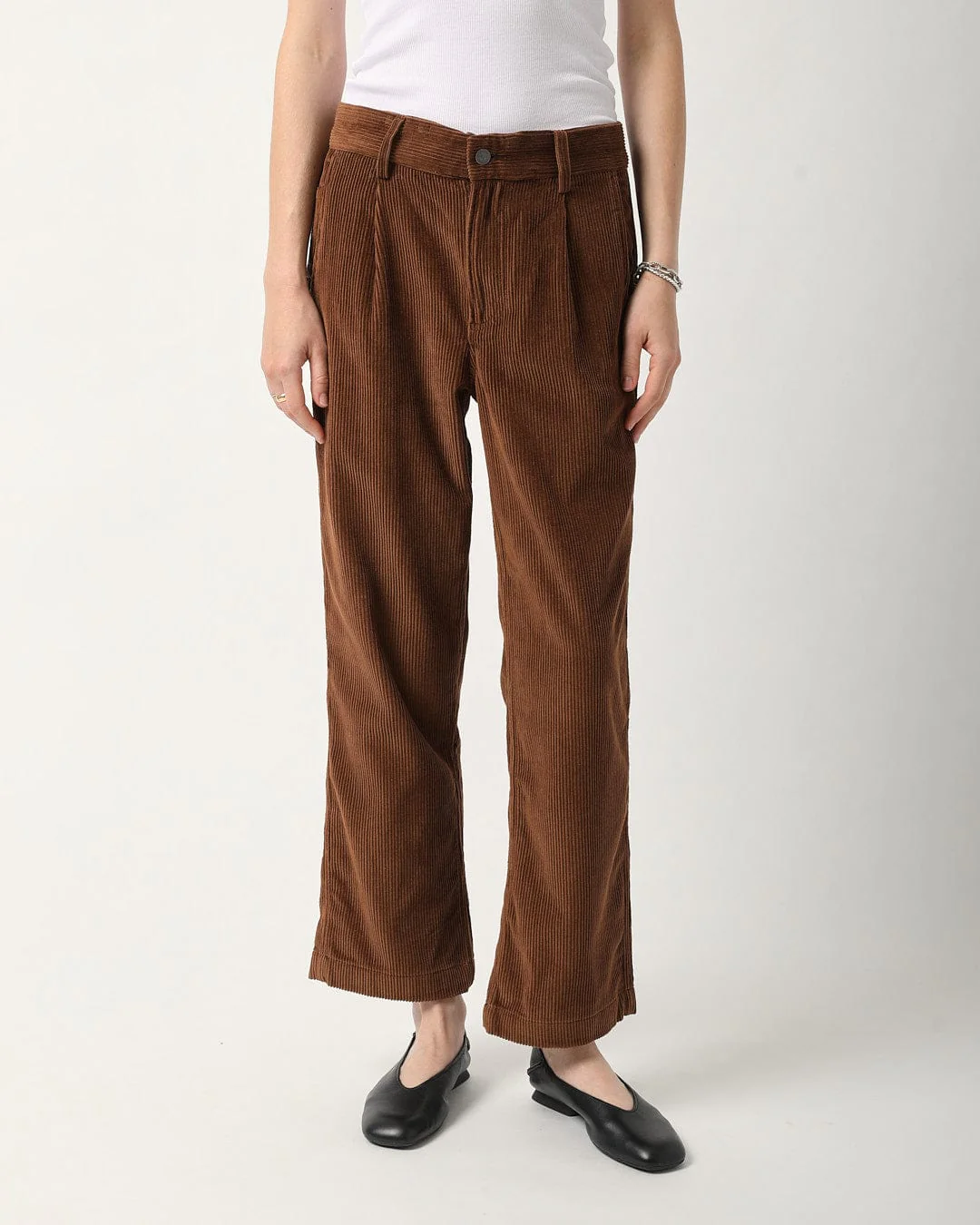 Cord Pleated Trouser - Brown - Image 5