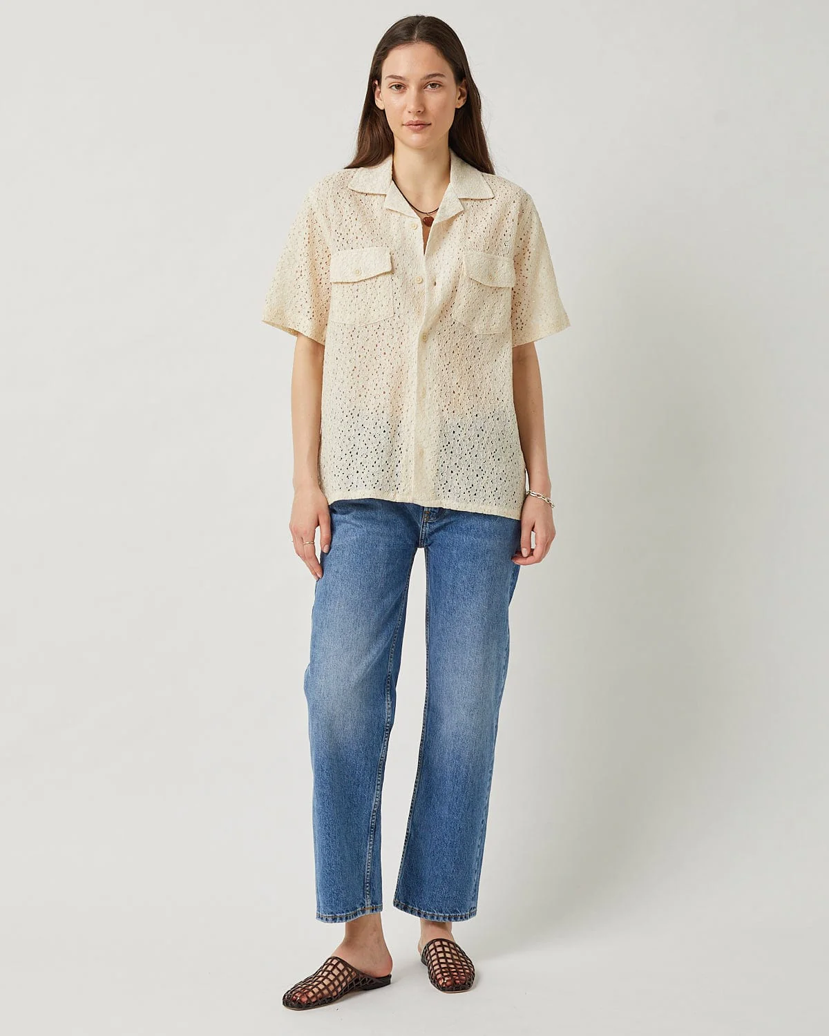 Floral Lace SS Camp - Natural - Image 5