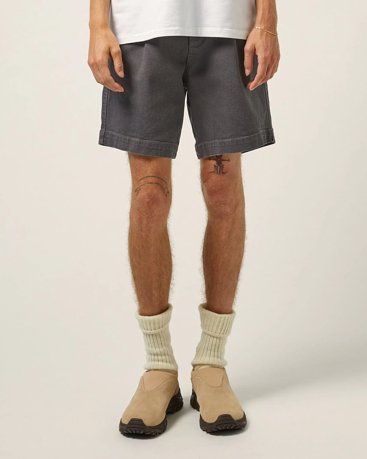 Heavy Twill Pleated Short - Grey - Image 3