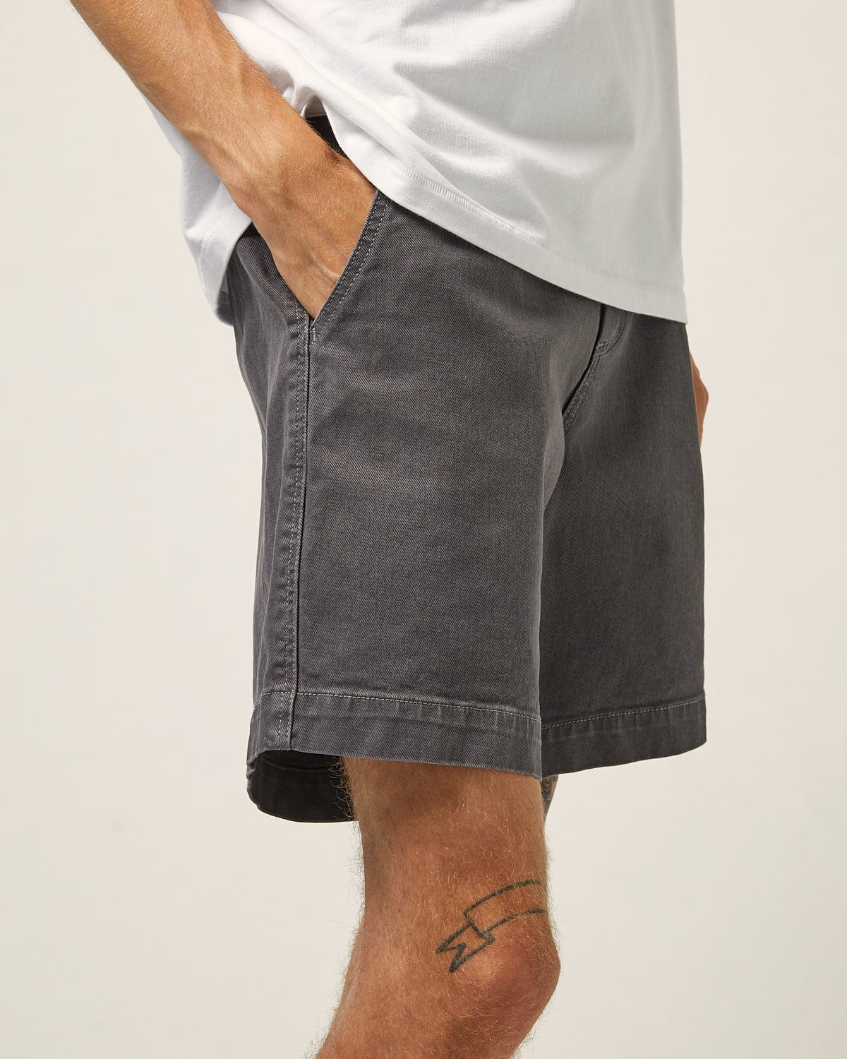 Heavy Twill Pleated Short - Grey - Image 4