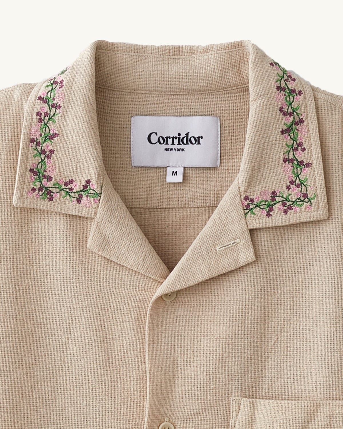 Hopsack Embroidered SS Camp - Khaki - Image 5