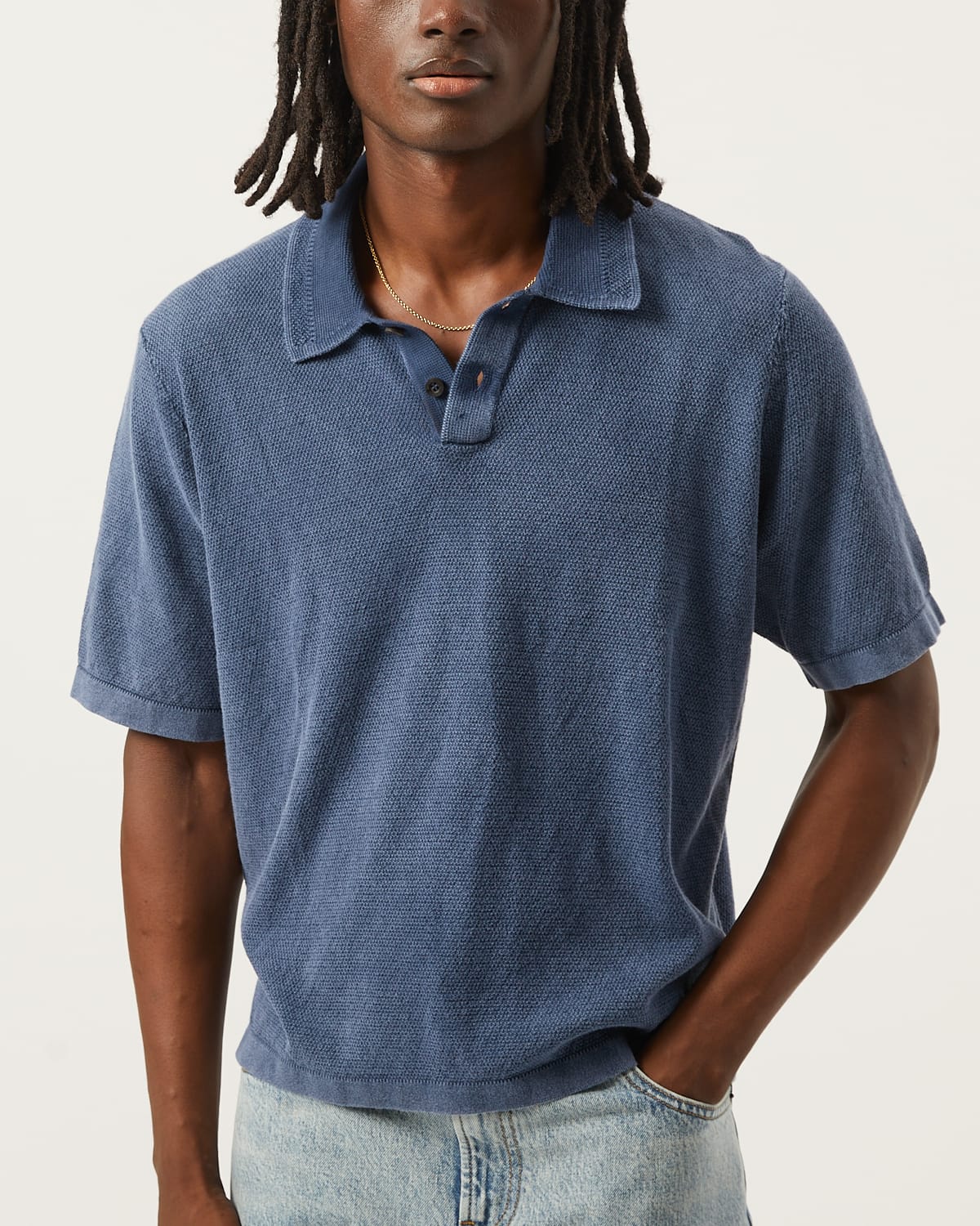 Knit Polo - Navy - Image 3
