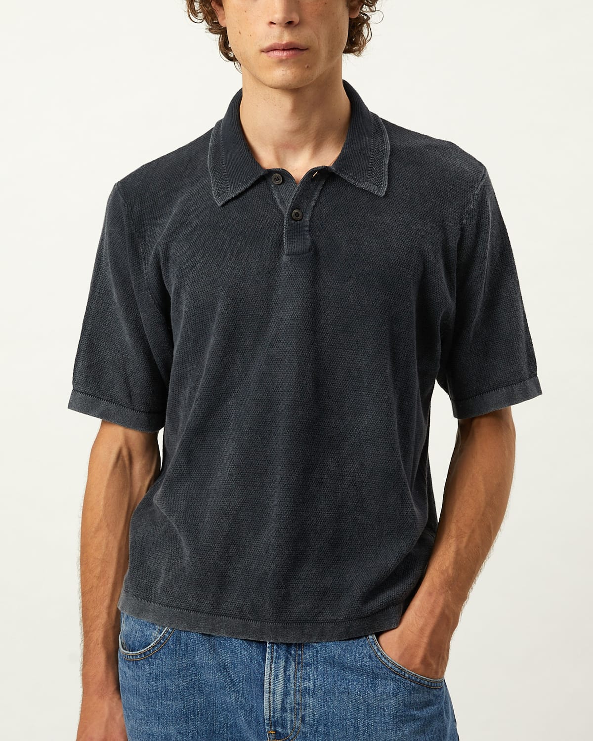 Knit Polo - Black - Image 3