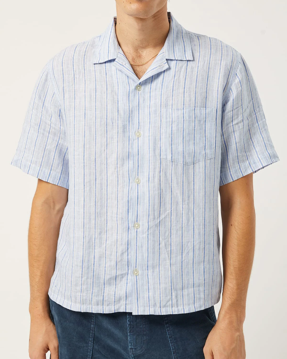 Linen Broadstripe SS - Blue - Image 3