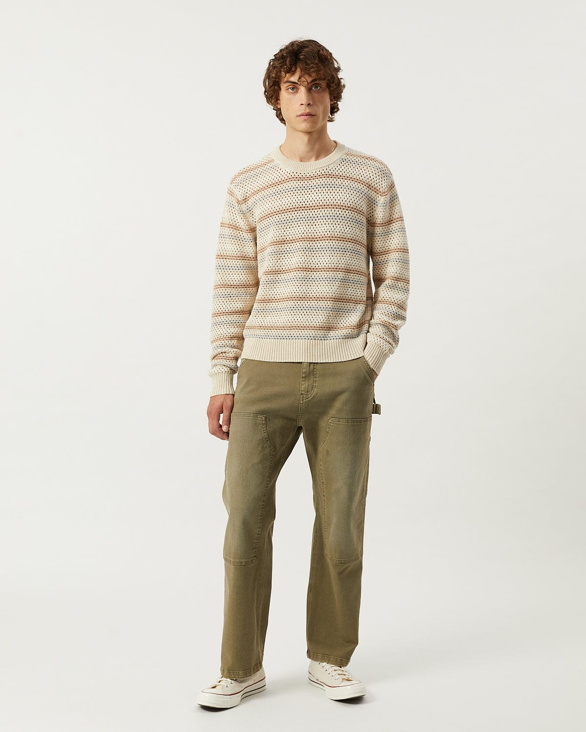 Linen Stripe Pointelle Crewneck - Image 3