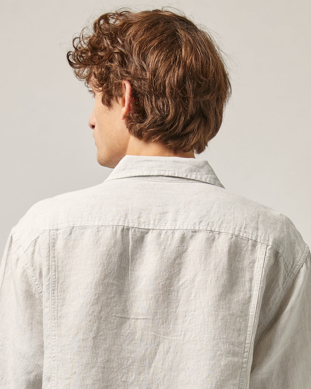 Linen Stripe SS Camp - Grey - Image 4
