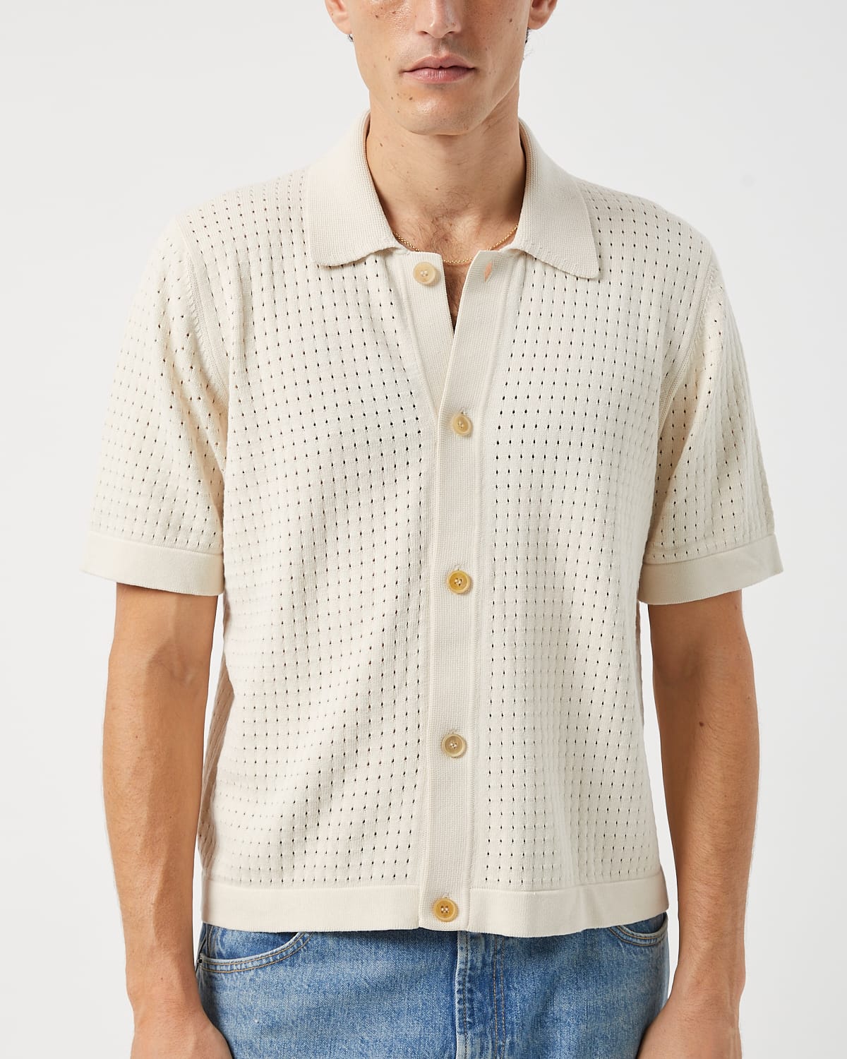 Pointelle Knit Shirt - Natural - Image 3