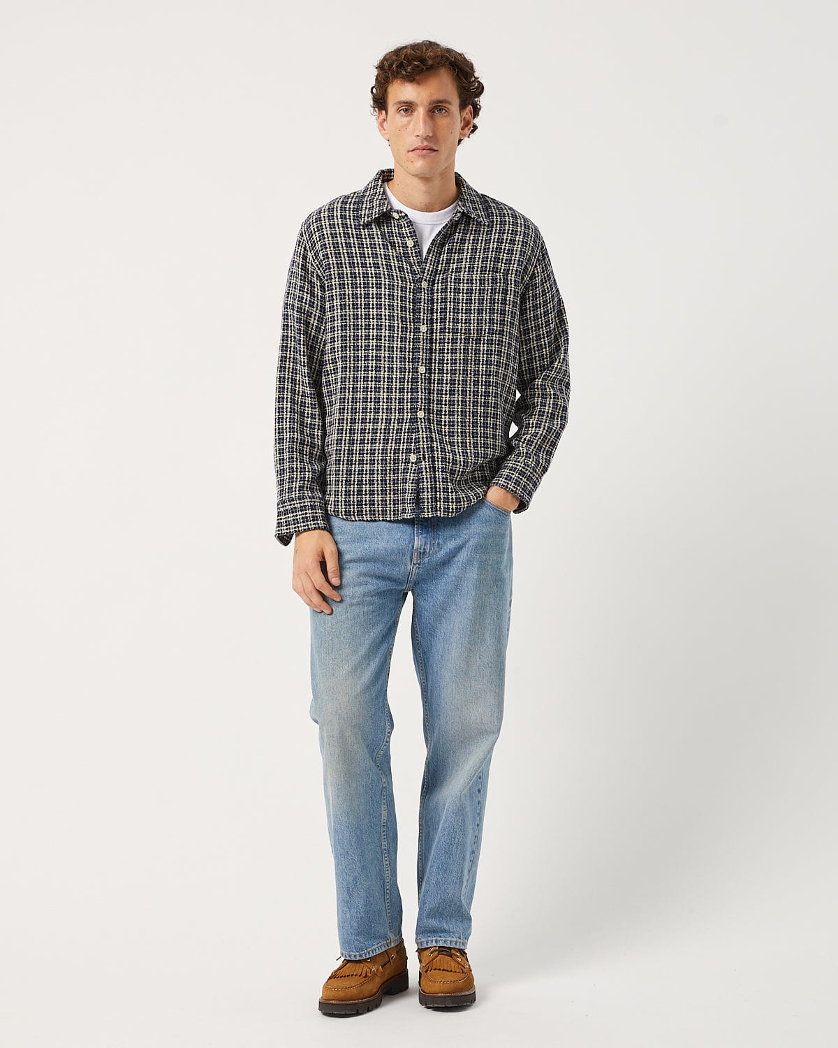Reverse Tweed Snow Check - Blue