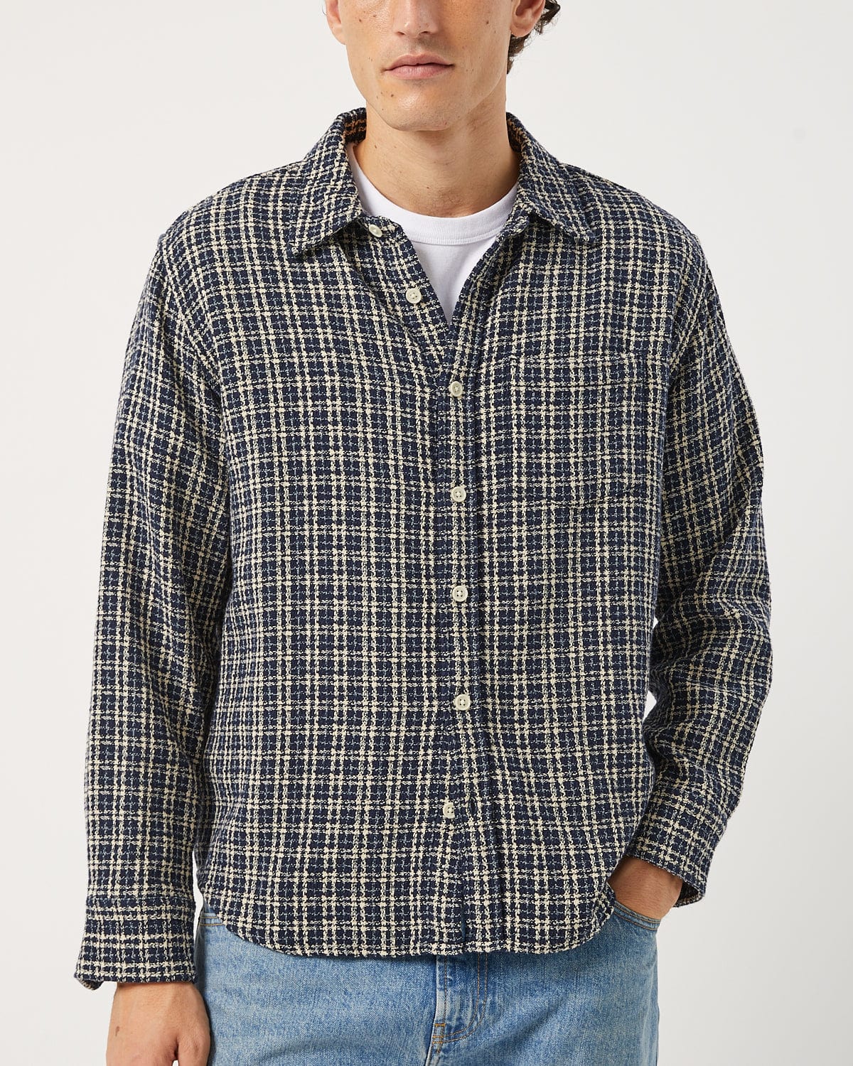 Reverse Tweed Snow Check - Blue - Image 2
