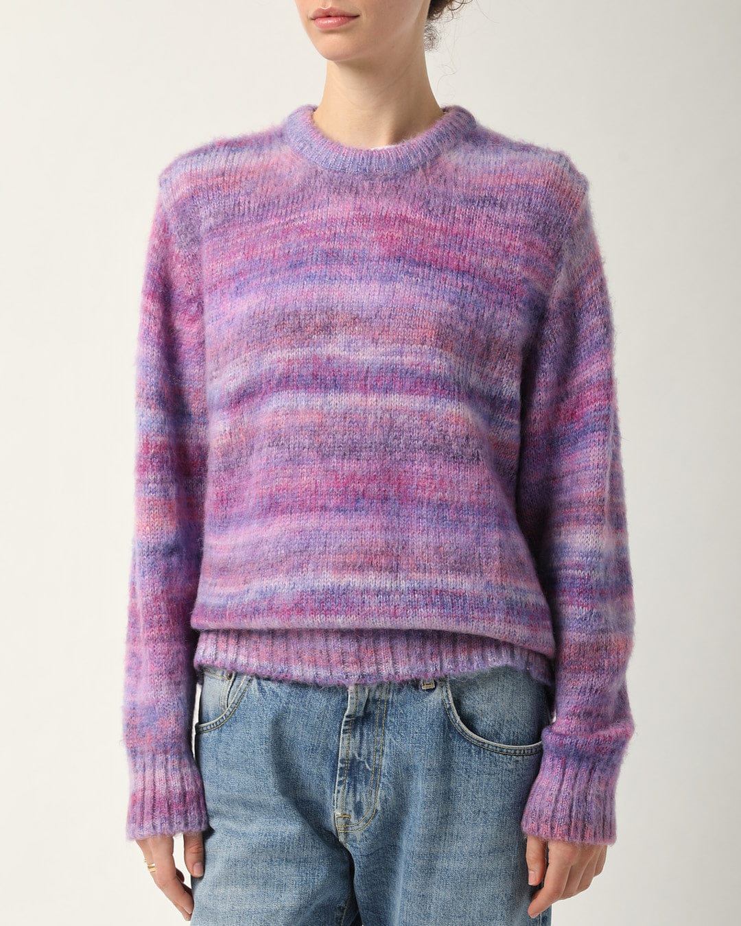 Space Dye Mohair Crewneck - Purple - Image 5