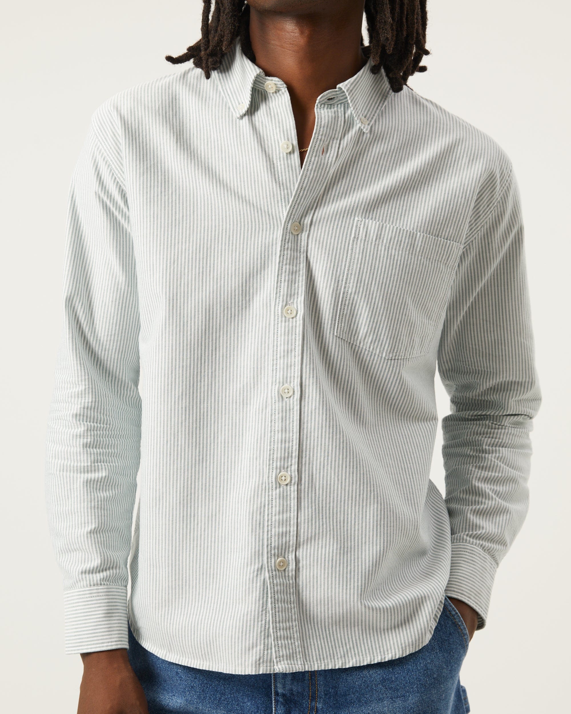 Stripe Oxford LS - Green - Image 3