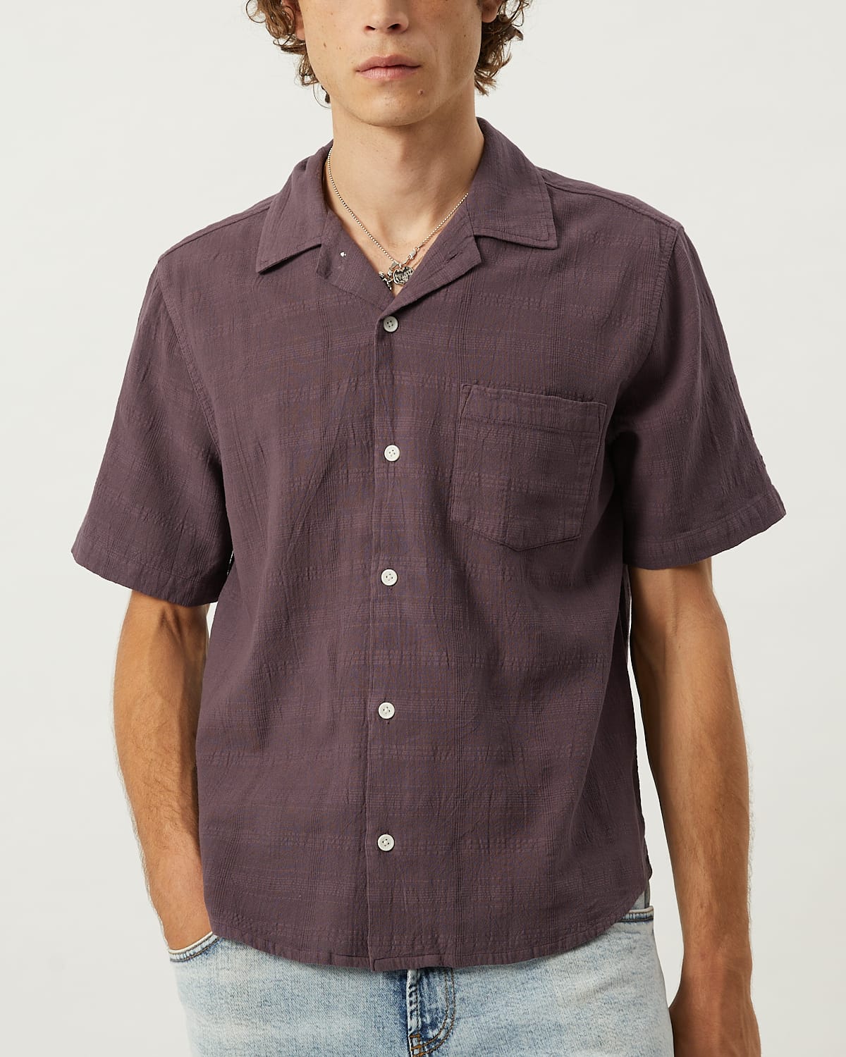 Washed Dobby SS - Purple - Image 3
