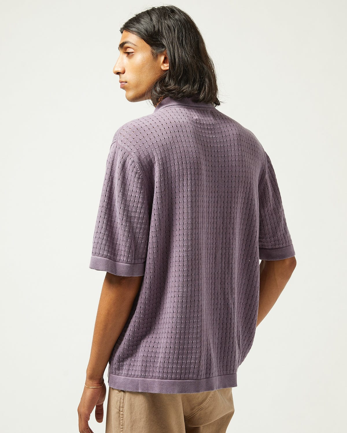 Washed Pointelle Buttondown - Violet - Image 4