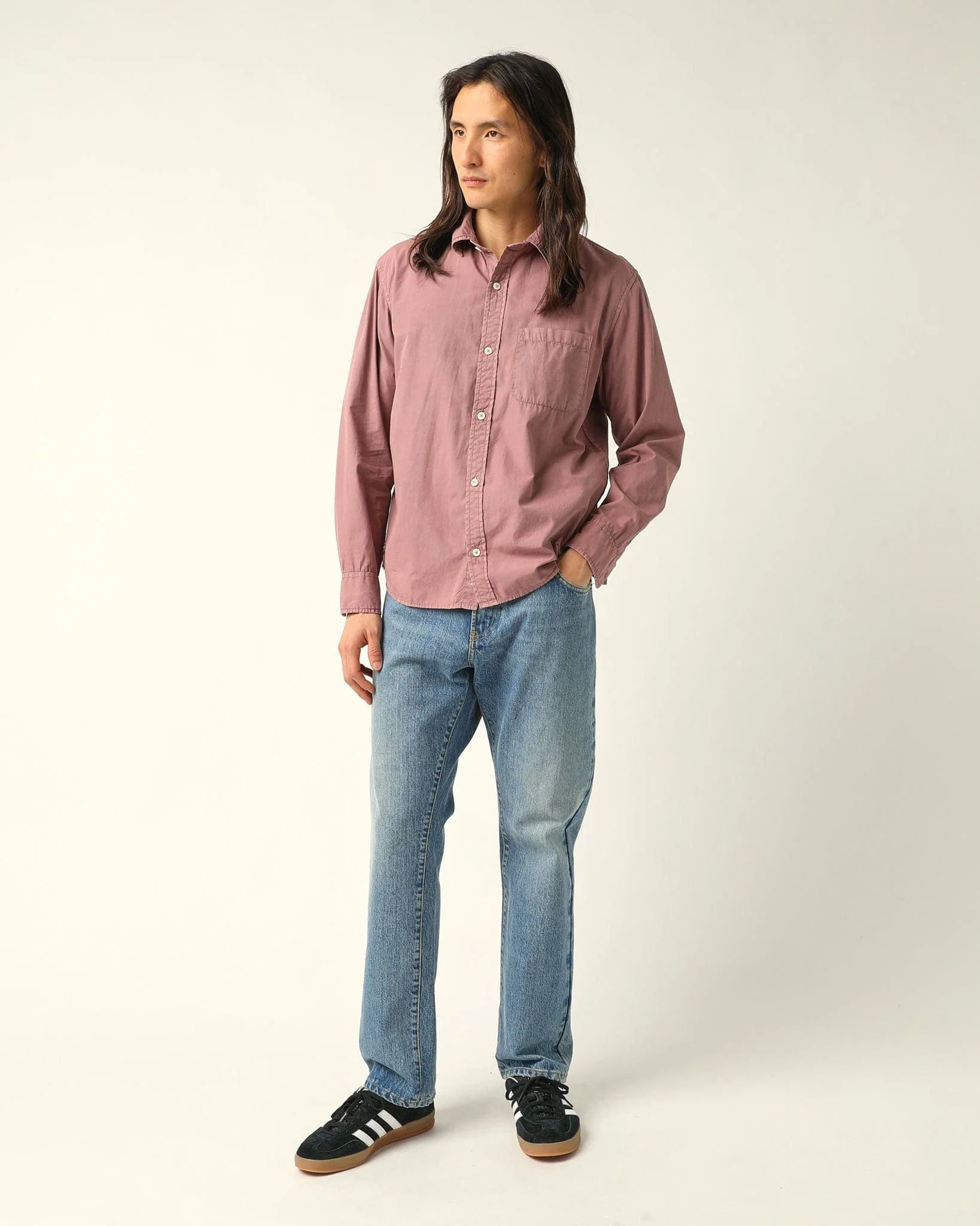 Washed Poplin LS - Purple - Image 4