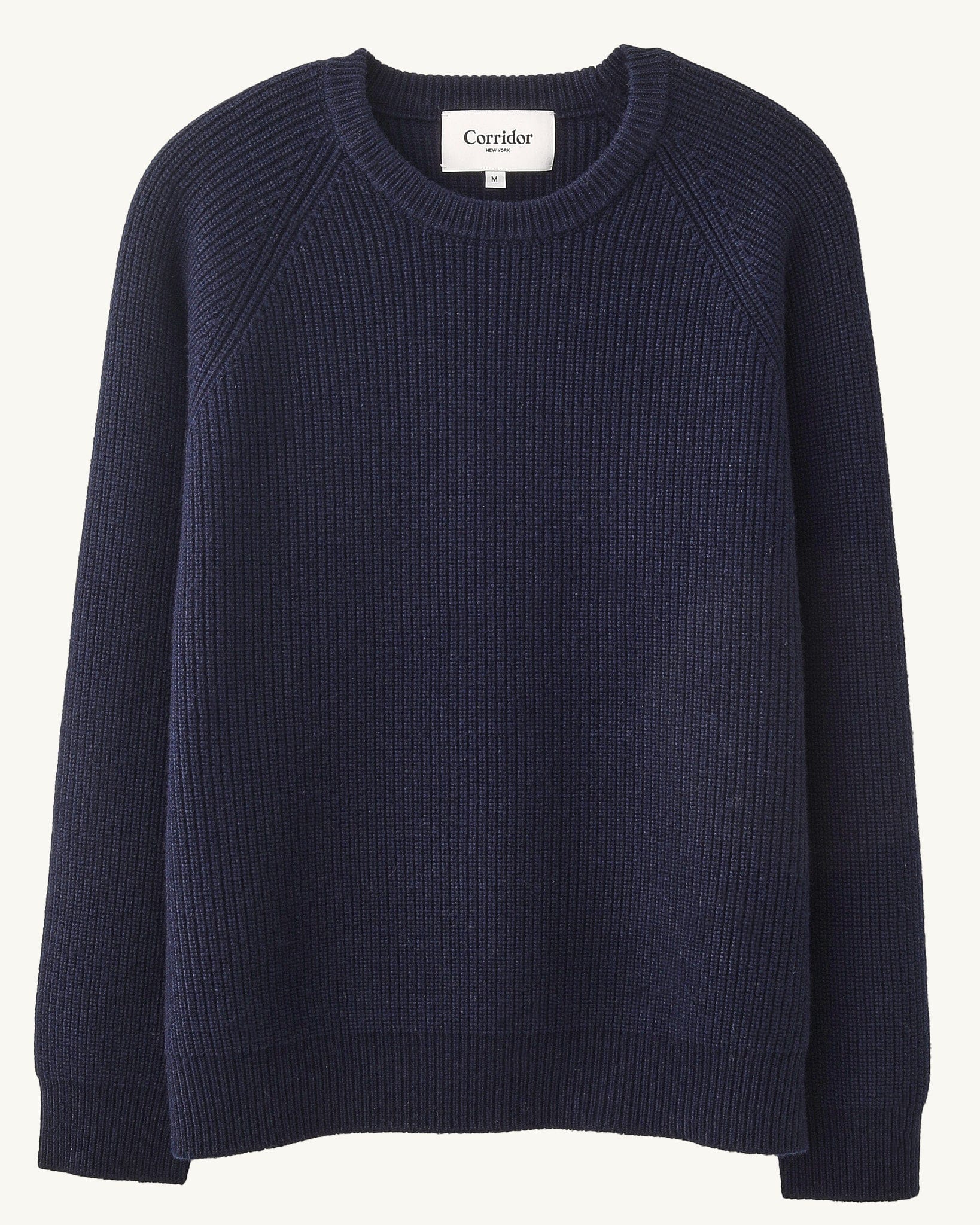 Wool Cashmere Ribbed Crewneck - Navy - Image 4
